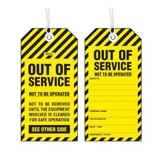 WARNING SDT50 OUT OF SERVICE WEATHERPROOF LOCKOUT TAGS